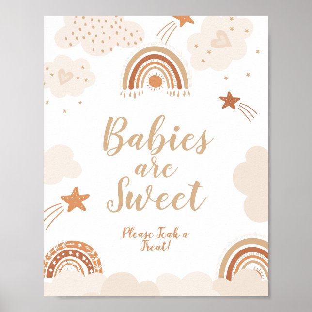 Póster Boho Rainbow Babies son dulces Rótulos (Frente)