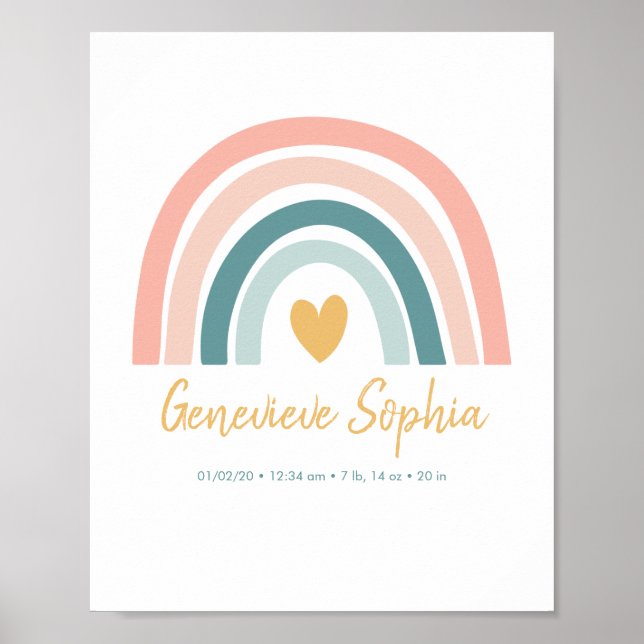 Póster Boho Rainbow Baby Poster de estadísticas de natali (Frente)