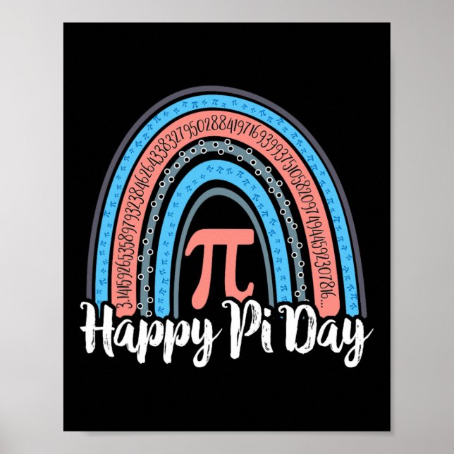 Póster Boho Rainbow Happy Pi Day 3.14 Math Geek 3 (Frente)