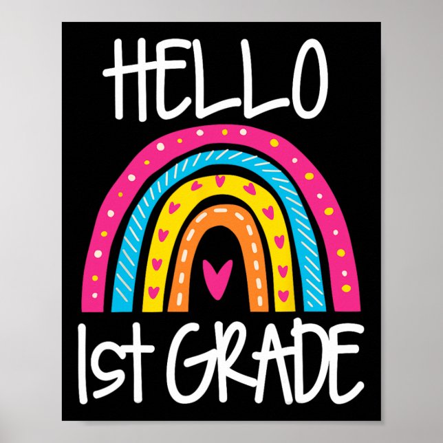 Póster Boho Rainbow Hola primer curso de enseñanza de pri (Frente)