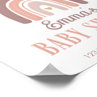 Póster Boho Rainbow Y Golden Heart Poster Baby Shower