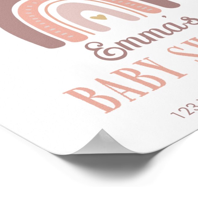 Póster Boho Rainbow Y Golden Heart Poster Baby Shower (Esquina)