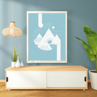 Póster Boho Resumen de la Luna de Paisaje