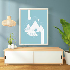 Póster Boho Resumen de la Luna de Paisaje