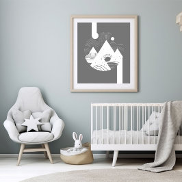 Póster Boho Resumen Poster de la Luna de Paisaje