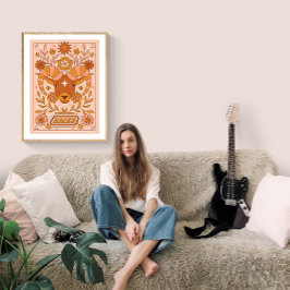 Póster Boho Retro Aries Zodiac