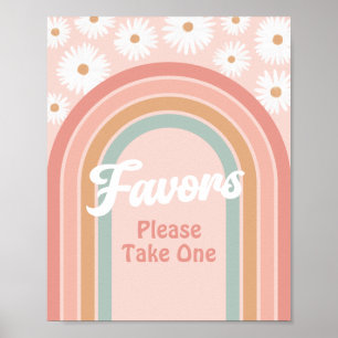 Póster Boho Retro Daisy Birthday favorece al Rótulo