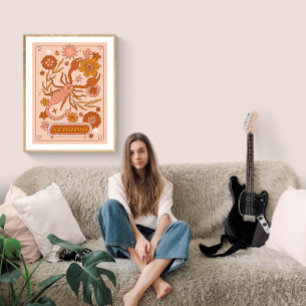 Póster Boho Retro Escorpio Zodiaco