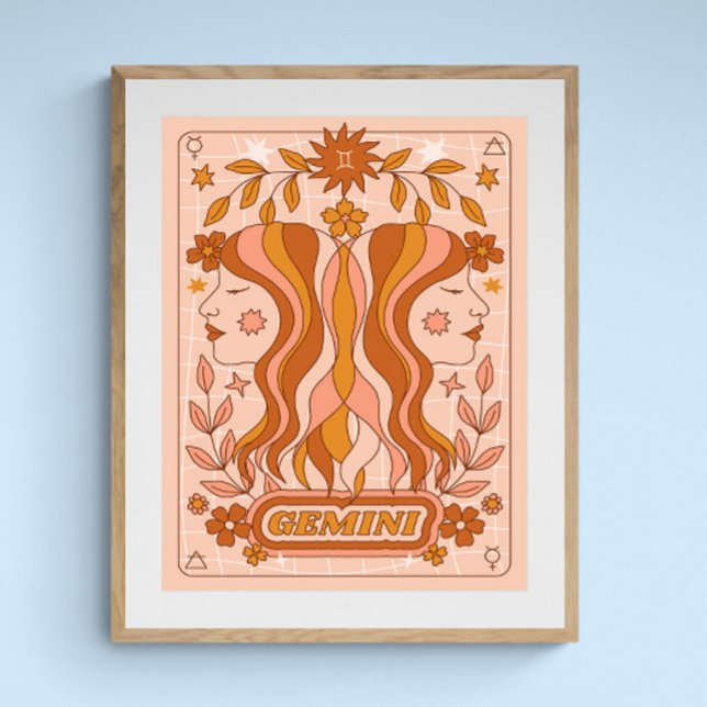 Póster Boho Retro Gemini Zodiac (Subido por el creador)