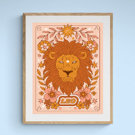 Póster Boho Retro Leo Zodiac