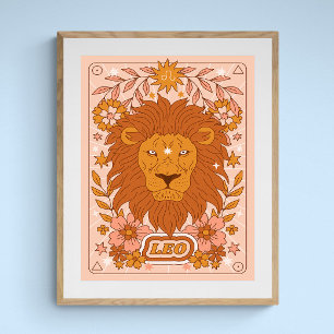 Póster Boho Retro Leo Zodiac