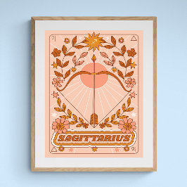 Póster Boho Retro Sagittarius Zodiac