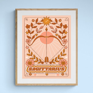 Póster Boho Retro Sagittarius Zodiac