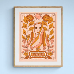 Póster Boho Retro Virgo Zodiac