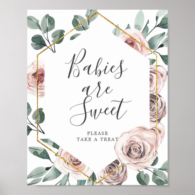 Póster Boho Rosa Baby Shower Los Bebés Son Un Rótulo Dulc (Frente)