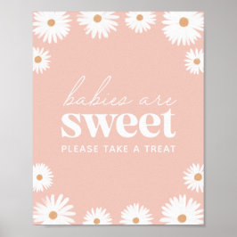 Póster Boho rosa Daisy Baby Shower Los bebés son dulces