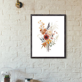 Póster Boho Rosa Melocotón Amarillo Azul Beige Floral Bot