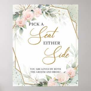 Póster Boho rosa suave rosa oro Escoja un asiento cualqui