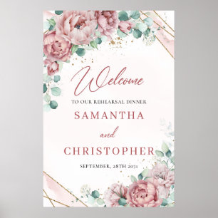 Póster Boho rosas dusty pink eucalipto Ensayo Bienvenida