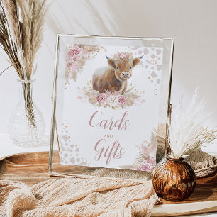 Póster Boho Rótulo de tarjetas de vaca y regalos de la re