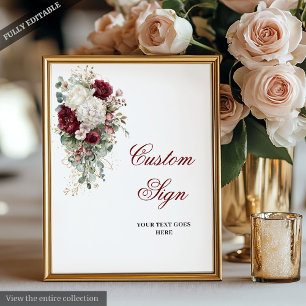 Póster Boho Rótulo Personalizado Boda Floral Blanco Borgo