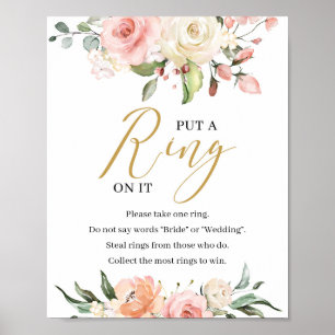 Póster Boho Rubor floral rosa puso un anillo en el cartel