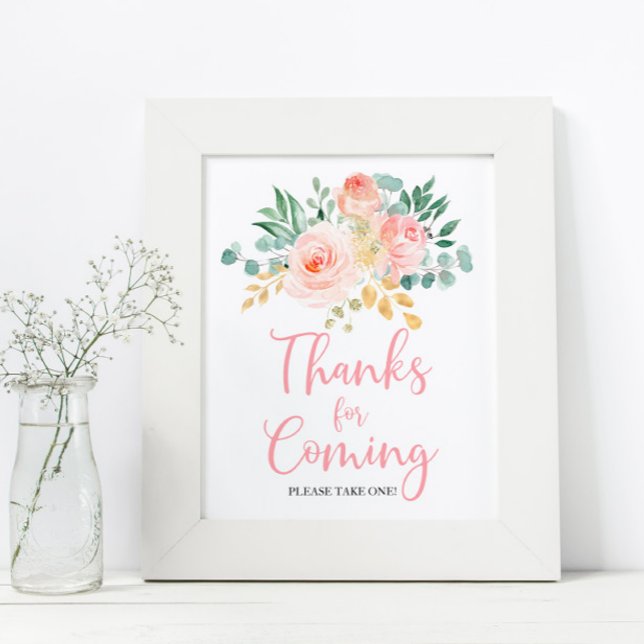Póster Boho Rubor Pink Floral Shower: Gracias por venir (Subido por el creador)