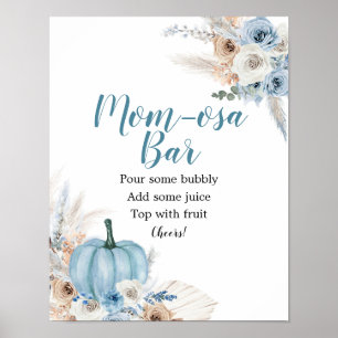 Póster Boho Rustic Calabaza Cae Baby Shower Mimosa Bar