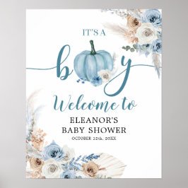 Póster Boho Rustic Pumpkin It's a boy Fall Welcome Sign