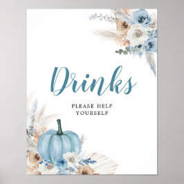 Póster Boho Rústico Calabaza Cae Baby Shower bebe Rótulo