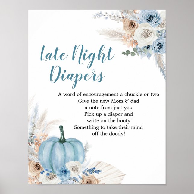 Póster Boho Rústico Calabaza Cae Tarde Noche Diaper Poste (Frente)