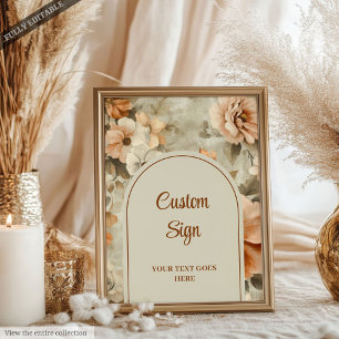 Póster Boho Rústico Terracota Marfil Floral Personalizado
