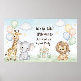 Póster Boho Safari Animals 1st Birthday Paper Poster