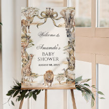 Boho Safari Animals Neutral Baby Shower Welcome