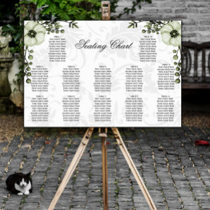 Póster Boho Sage Green Berries Floral Damask Wedding Wedd