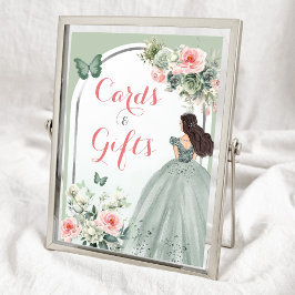 Póster Boho Sage Green Floral Rosa 15 regalos de Años Car