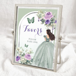 Póster Boho Sage Green Purple Rosas Mis XV Años Favorecen