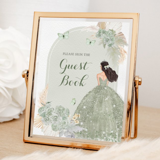 Póster Boho Sage Green Quinceañera Guest Book (Subido por el creador)