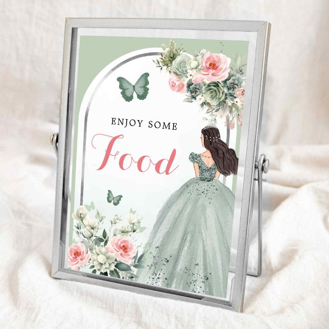 Póster Boho Sage Green Roses 15 Años Comida de cumpleaños (Subido por el creador)