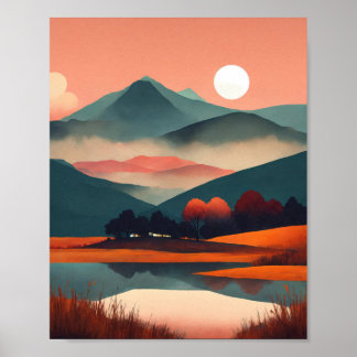Póster "Boho Serenity: Minimalista fuga de las montañas"