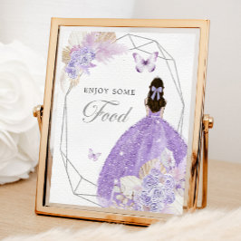 Póster Boho Silver Lilac Geométrico Quinceañera Alimento