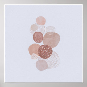 Póster Boho simple circular orgánico dibuja Moda boho