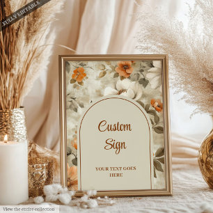Póster Boho Sofisticado Cobre Marfil Floral Verde Salvia 
