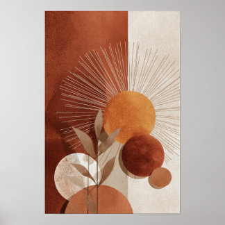 Póster Boho Sol Abstracto Terracota Minimalista Botánico