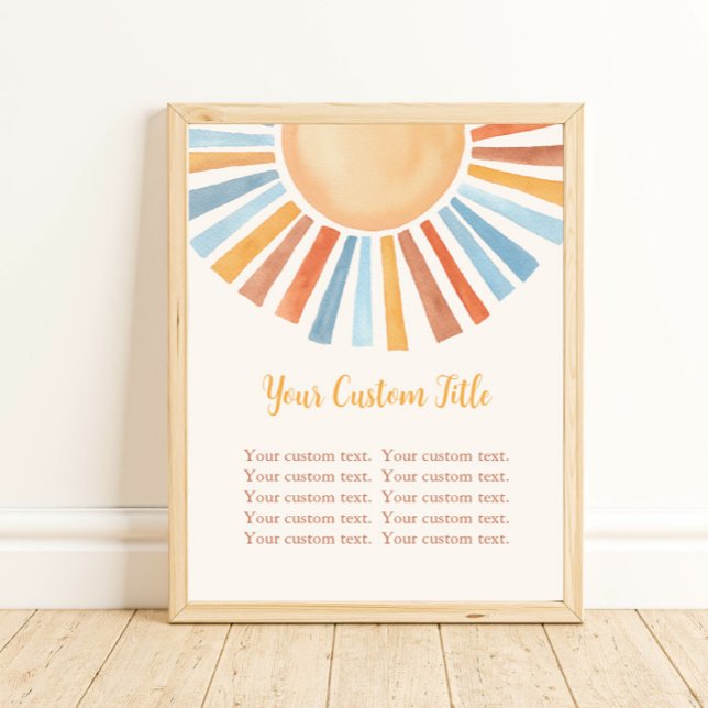 Póster Boho sol personalizado signo sol azul (Subido por el creador)