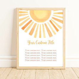 Póster Boho sol personalizado signo sol naranja amarillo 