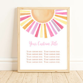 Póster Boho sol personalizado signo sol naranja amarillo