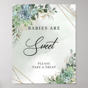 Póster Boho succulenta oro eucalipto Los bebés son dulces
