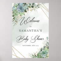 Boho suculento eucalipto ducha de oro bebé