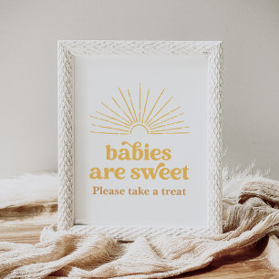 Póster Boho Sun Baby Shower Los bebés son Rótulo dulce